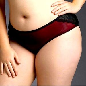 Torrid red and black cage back mesh hipster panty size 2